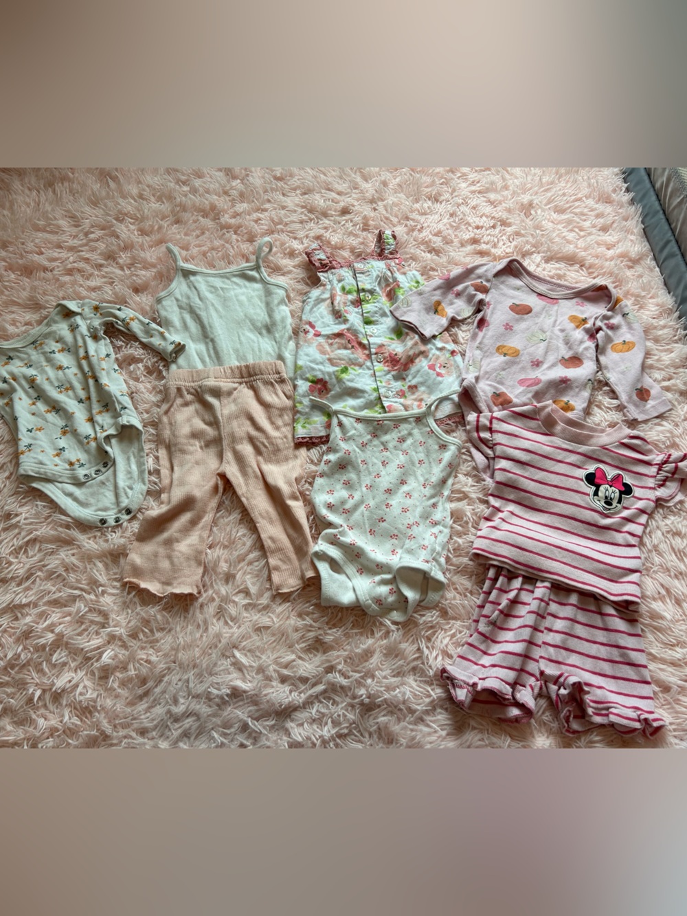 0-3m baby bundle Minnie Mouse Pink Striped Girls' Pajama Set - Soft Cotton